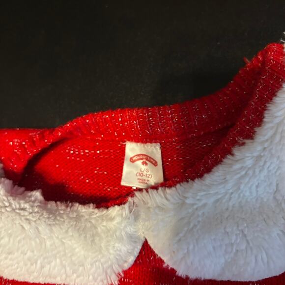 Holiday Time Girl Red White Santa Christmas Dress 10/12 - Picture 5 of 6